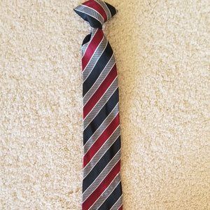 CLIP-ON TIE Red and Black Striped
